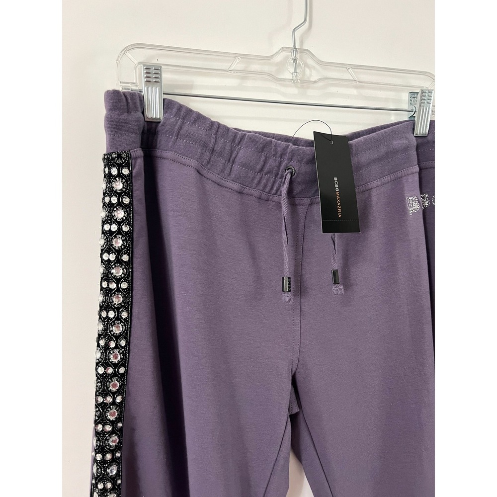 BCBGMAXAZRIA Full Set Frosted Plum Rhinestone Tracksuit Set Hoodie Pants XL - Picture 8 of 14